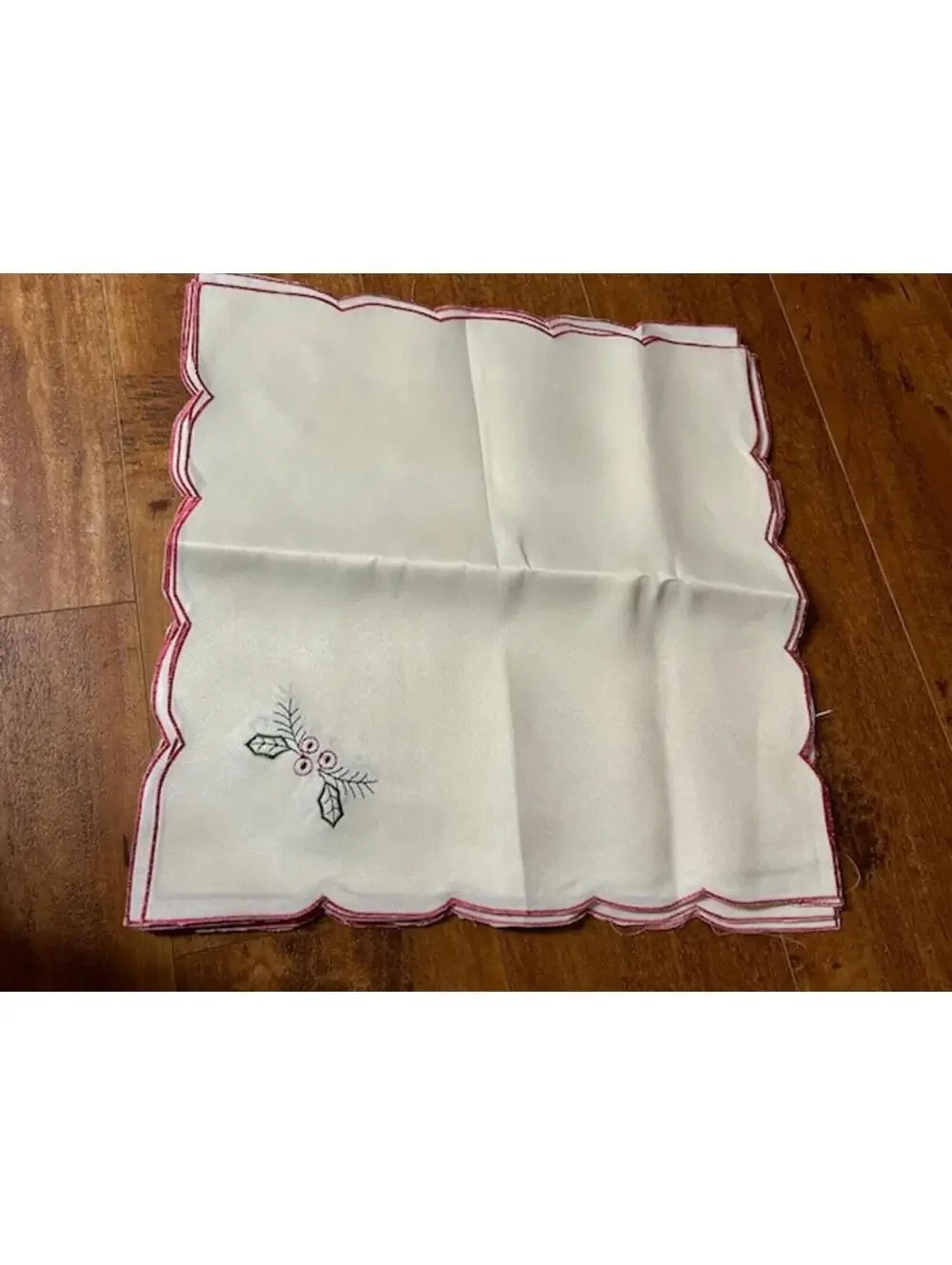 Vintage Embroidered Christmas Holiday Napkins Set of 12